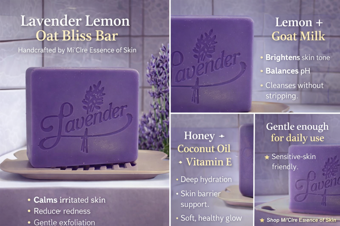 Lavender Lemon Oat Bliss Bar by Mi'Clre